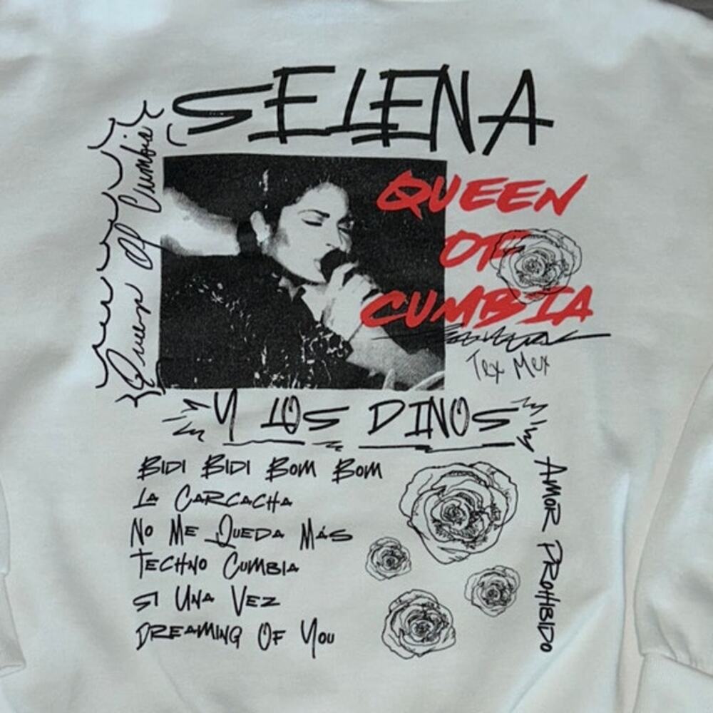 Selena Quintanilla White Hoodie Queen of Cumbia Graphic Pullover Women's XL - Picture 5 of 10